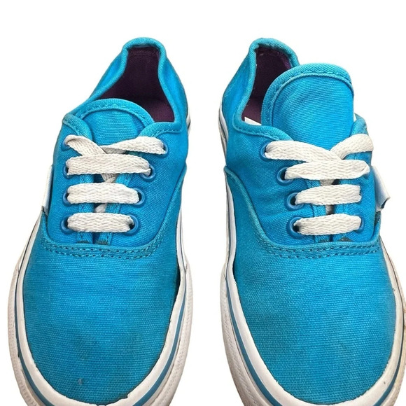 Vans Authentic Cyan Blue/ True White Lace Up Canvas Sneakers Youth‎ Size 11.0 - Picture 5 of 10
